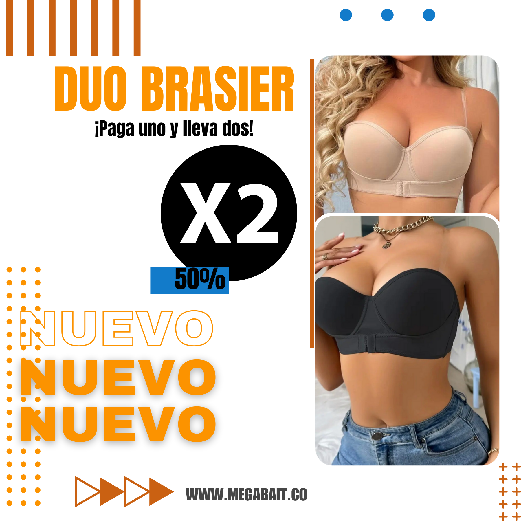 DUO BRASIER CON REALSE NEGRO/BEIGE